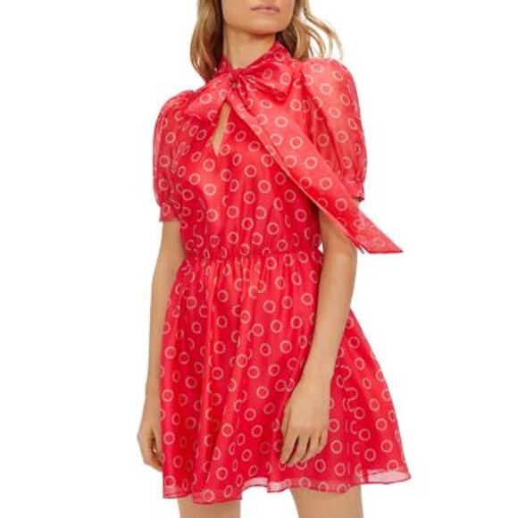Ted Baker Dresses & Skirts - Ted Baker Tie Neck Circle Print Mini Dress